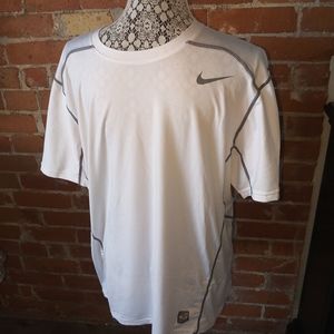 Men's XL Nike Pro Combat Workout T-shirt, white with grey trim